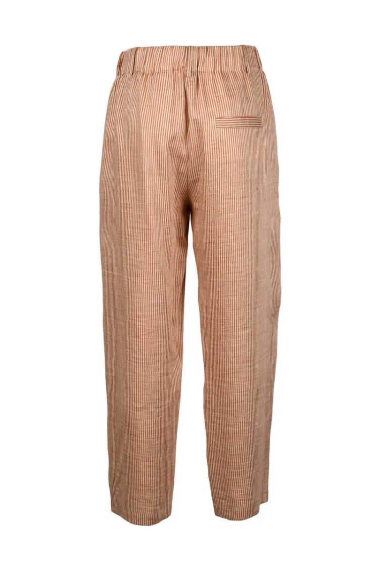 Alysi Linen Polyamide Chino Trousers - Red/Beige