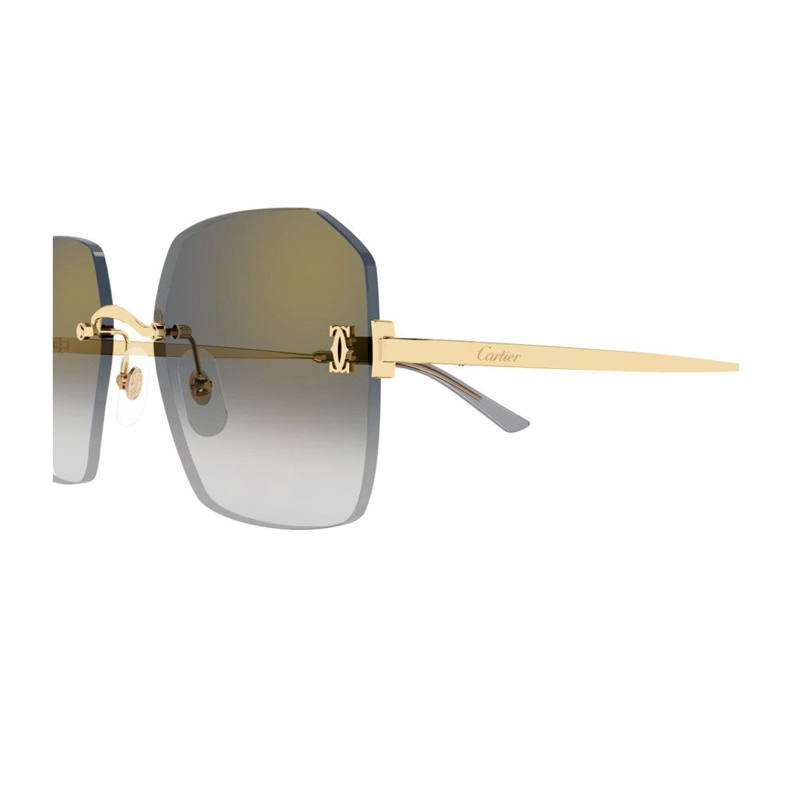 Cartier Gold C De Cartier Metal Square Sunglasses