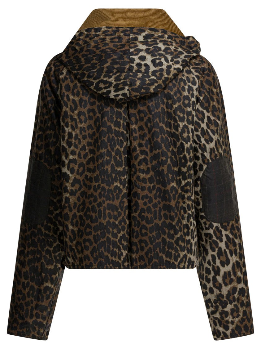Barbour Boxy Fit Leopard Print Waxed Jacket