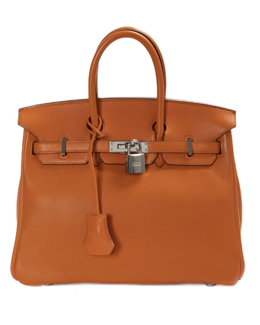 Hermès Sac Birkin 25 Swift Handbag In Vibrant Orange