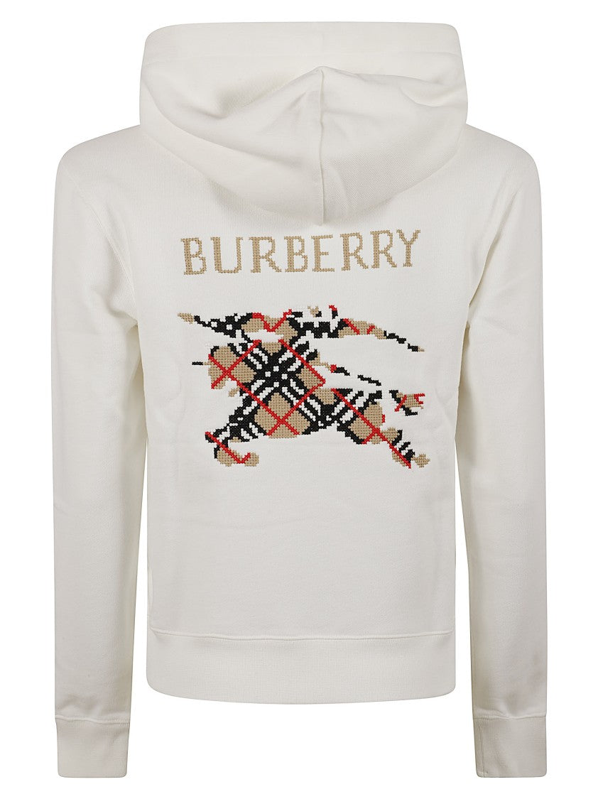 Burberry White Drawstring Hood Sweater