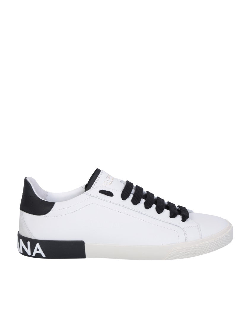 Dolce & Gabbana White Leather Sneakers With Embossed Logo