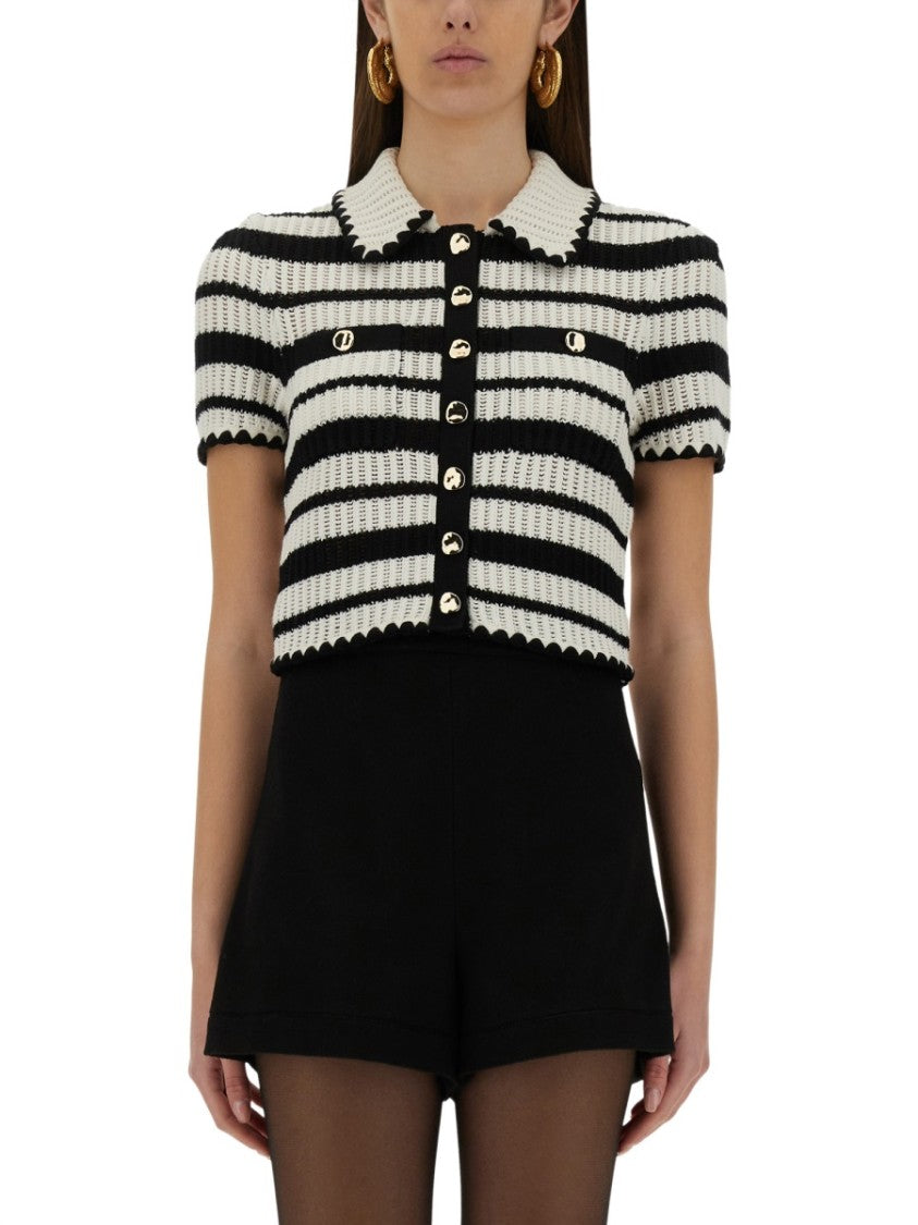 Self-Portrait Striped Crochet Top