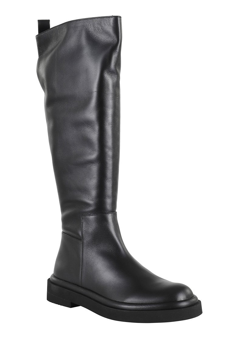 Paloma Barceló Selma Mid-Calf Black Leather Boot