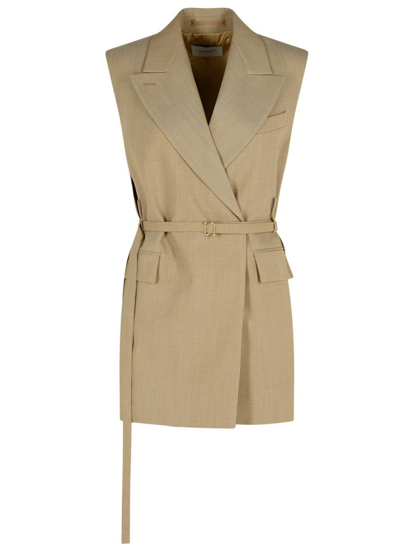 Sportmax Ciurma' Beige Brown Virgin Wool Blazer