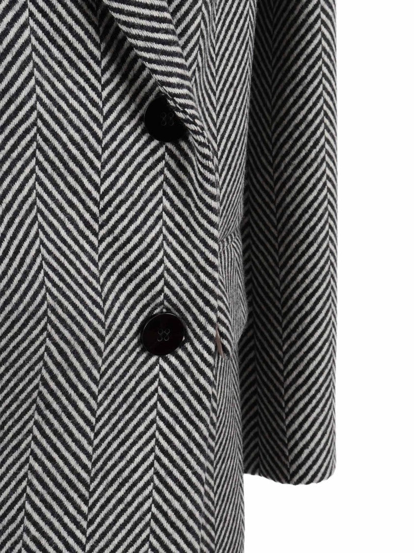 Forte Forte Chevron Pattern Virgin Wool Long Coat