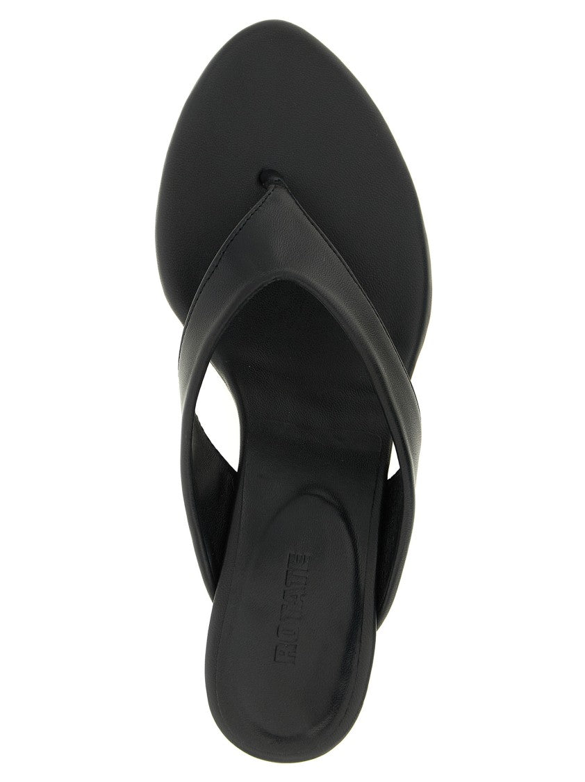 Rotate Birger Christensen Black Leather Mules With Kitten Heel