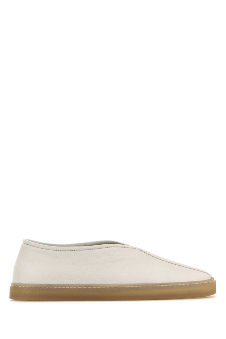 Lemaire White Leather Linoleum Slip Ons