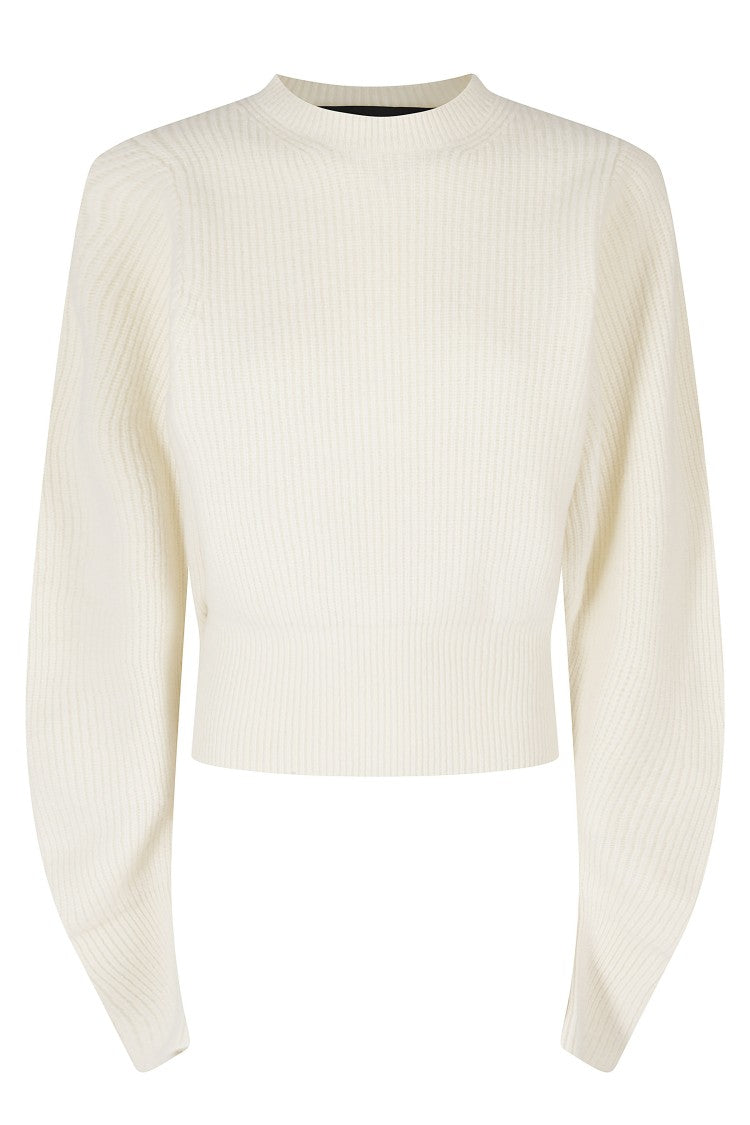 Federica Tosi White Balloon Long Sleeves Wool-Blend Sweater