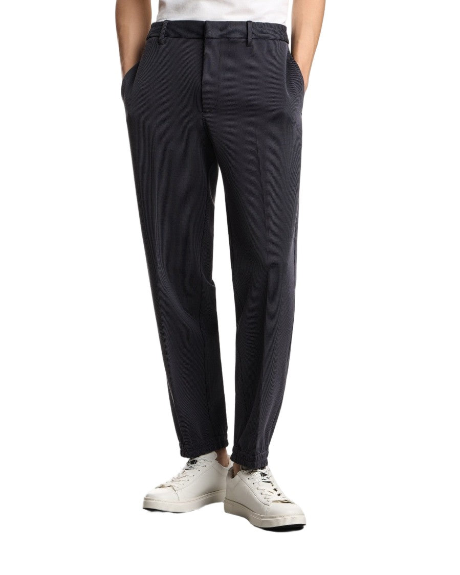 Emporio Armani Ribbed Caviar Trousers With Tailored Fit