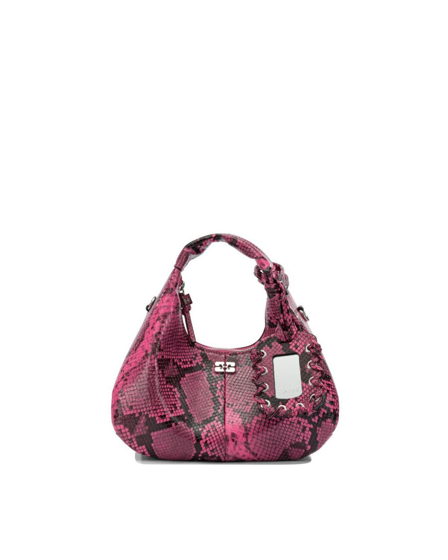 Ganni Snake Pink Mini Hobo