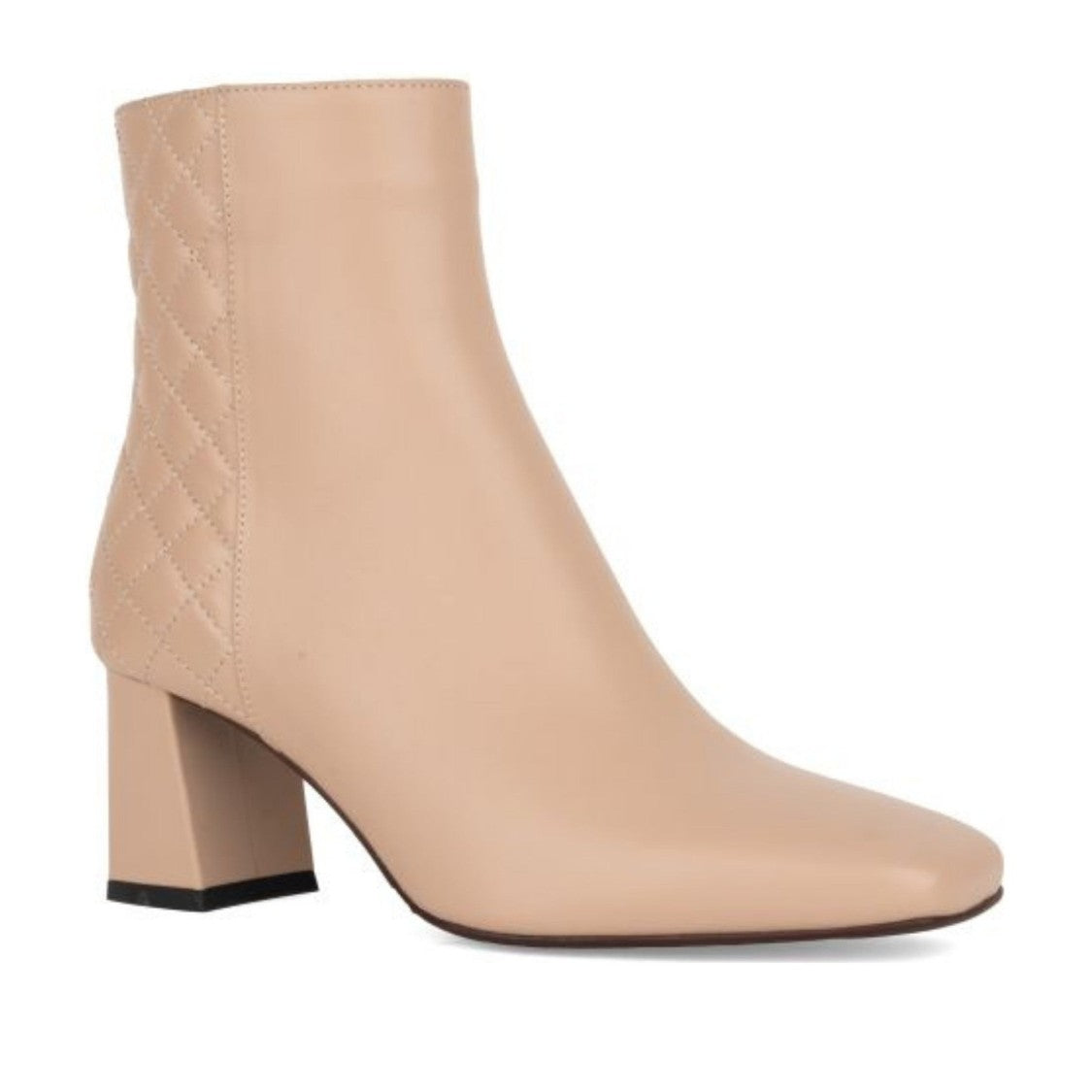 Sergio Moretti Beige Quilted Pointed Toe Block Heel Leather Boots