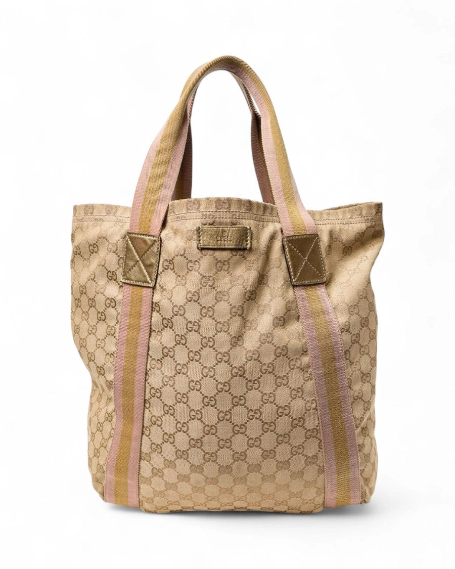 Gucci Soft Vertical Gg Supreme Shopper In Gold