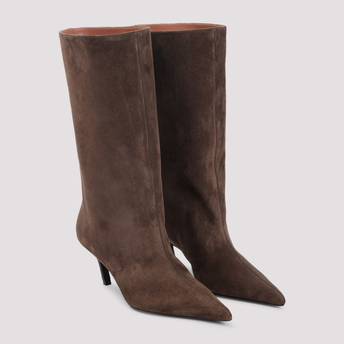 Amina Muaddi Mid-Calf Suede Ankle Boots