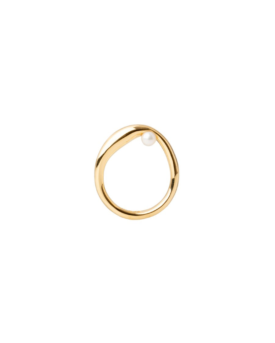 Bar Jewellery Attraverso Ring – Gold-Plated Silver & Freshwater Pearls
