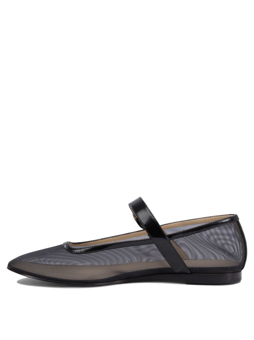 Le Monde Béryl Pointed Toe Ballerinas With Semi-Transparent Mesh