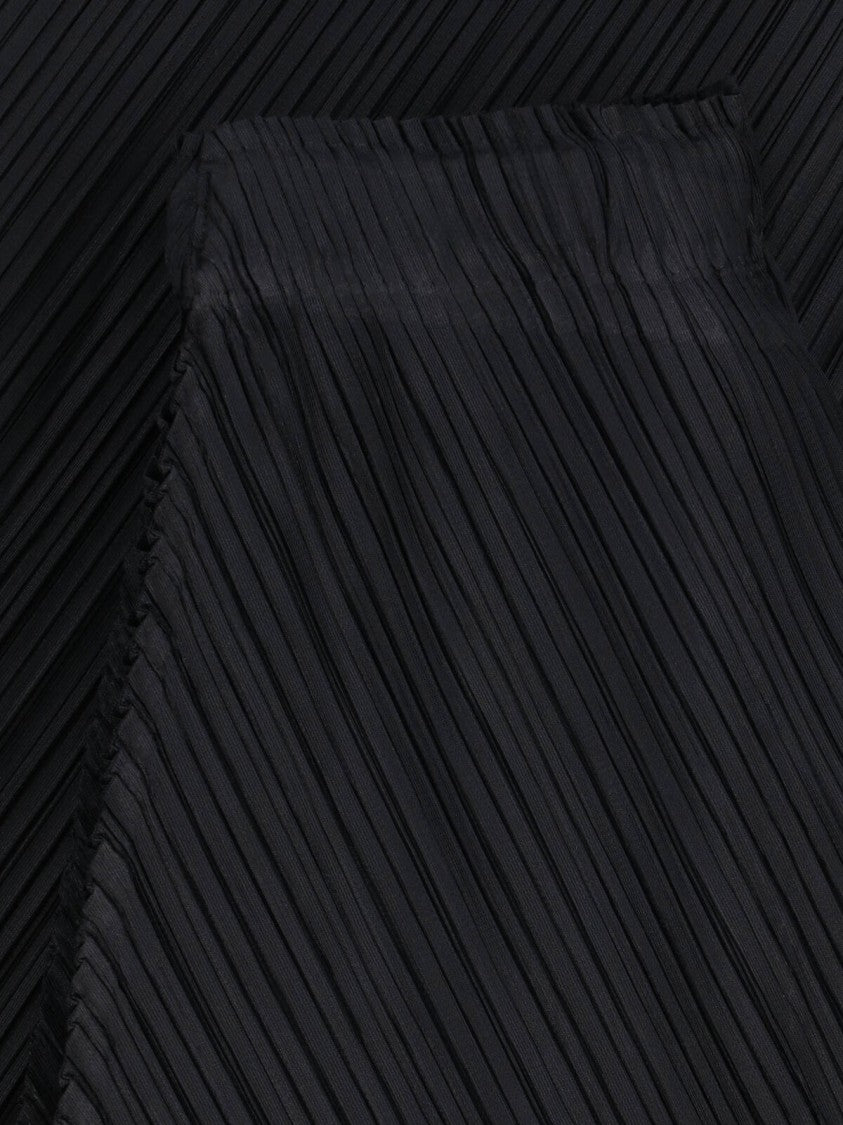 Pleats Please Issey Miyake Curved Pleated Wide-Leg Pants