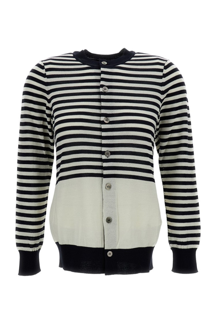 Junya Watanabe Black White Striped Lightweight Knit Cardigan