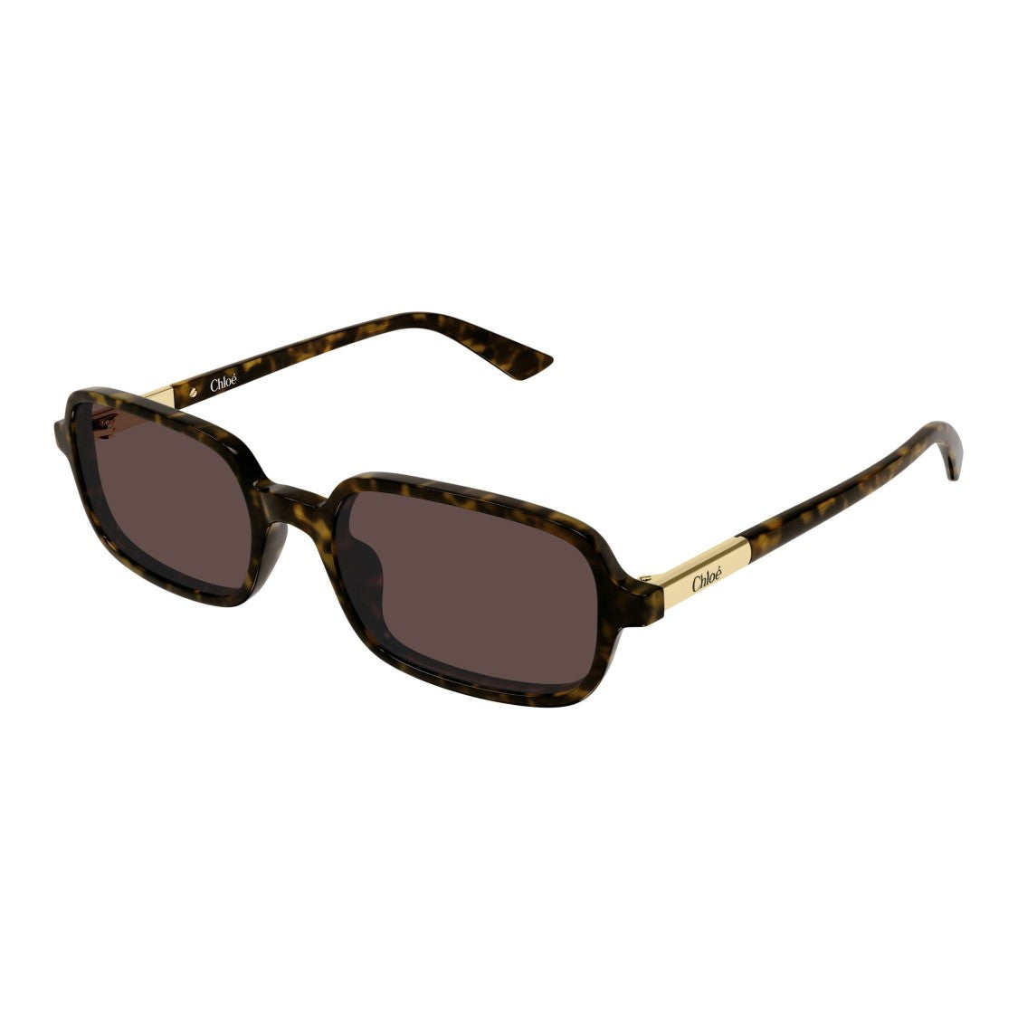 Chloé Rectangular Tortoiseshell Sunglasses With Gold Accents