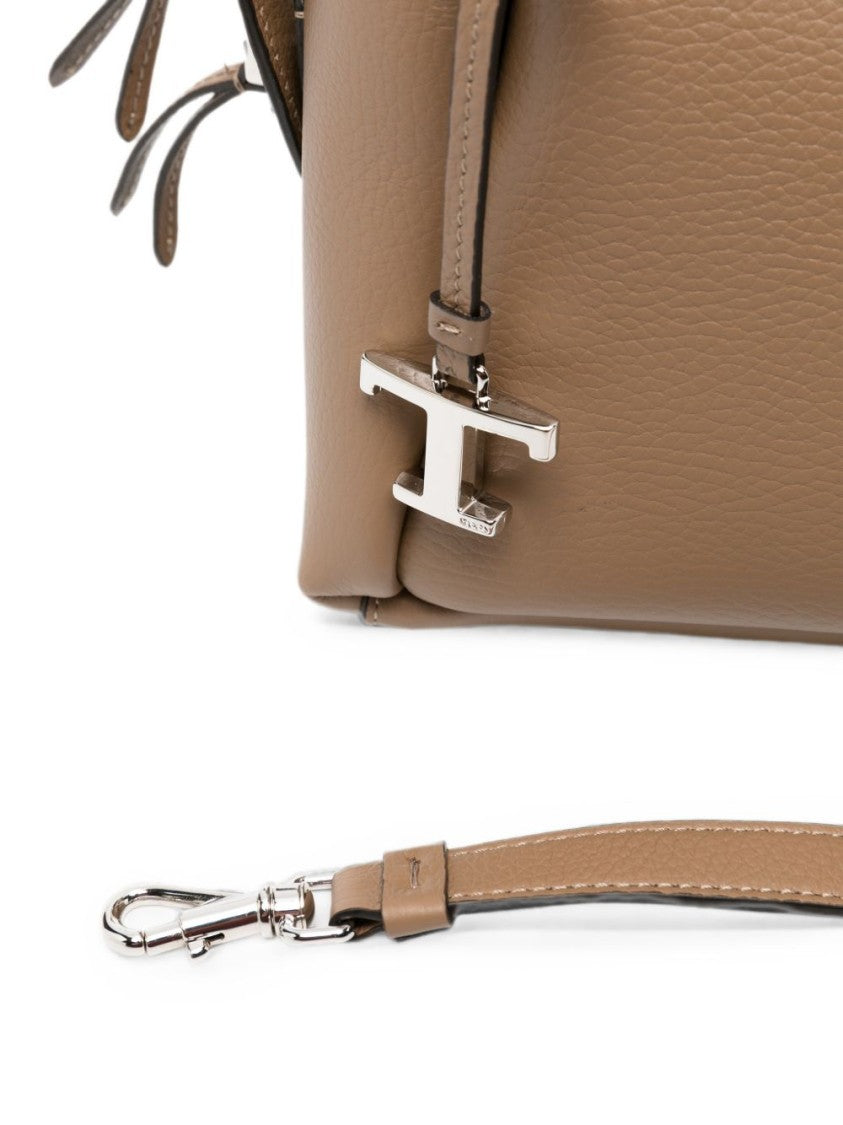 Tod's Structured Brown Calfskin Handbag With Dual Top Handles
