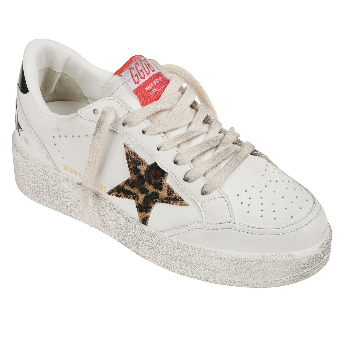 Golden Goose White Vintage Leather Sneakers With Leopard Star