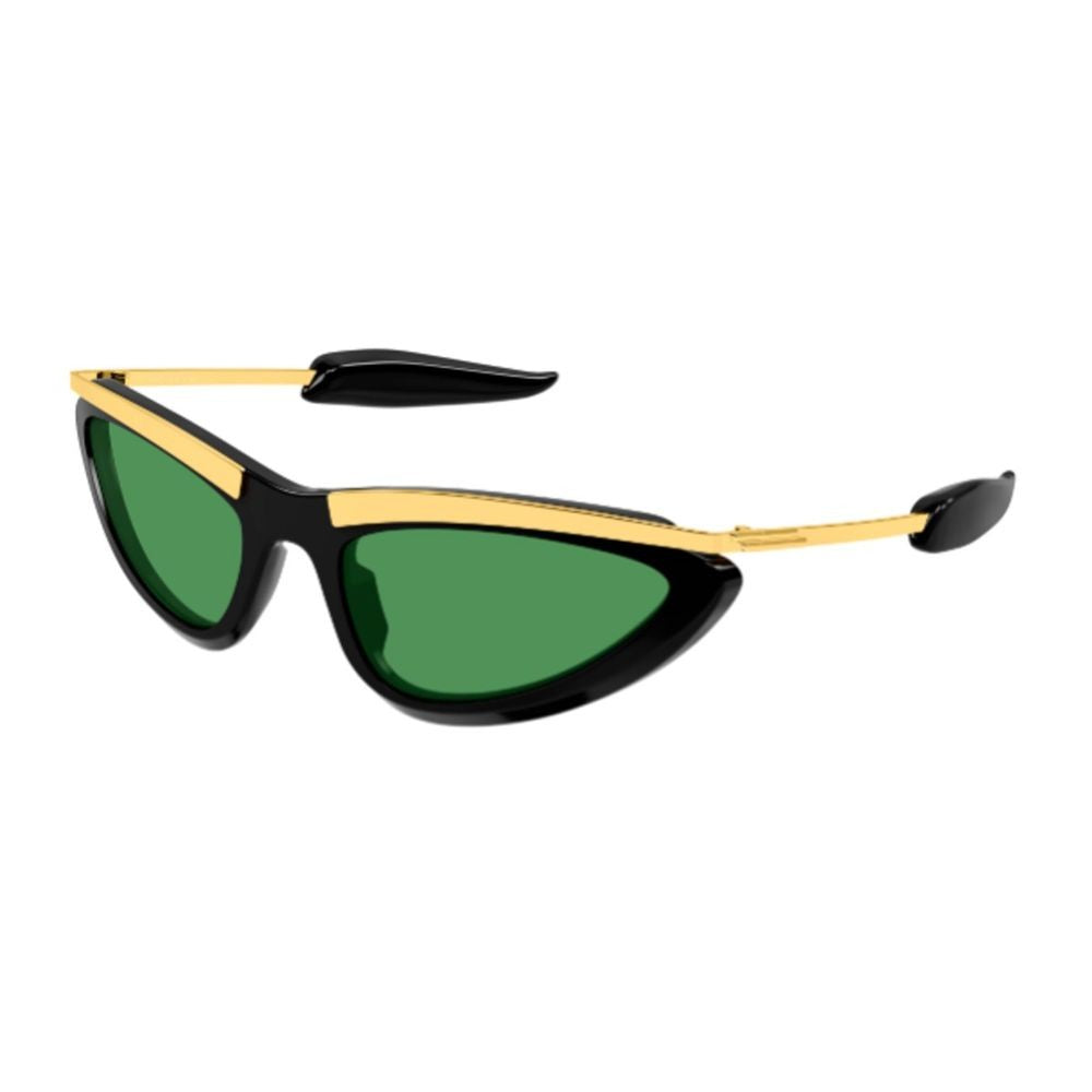 Bottega Veneta Cat-Eye Frame Sunglasses With Gold Accents And Green Lenses