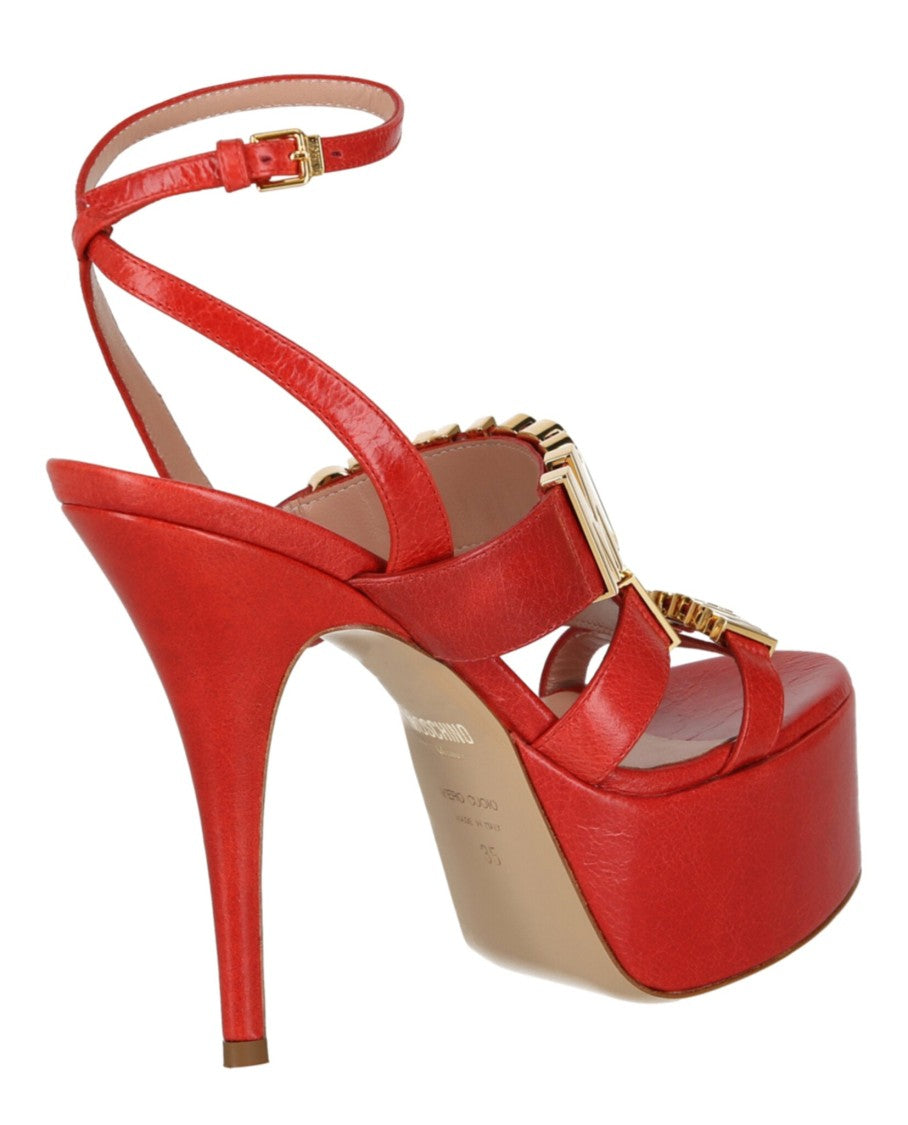 Moschino Degrade Metal Logo Heeled Sandals