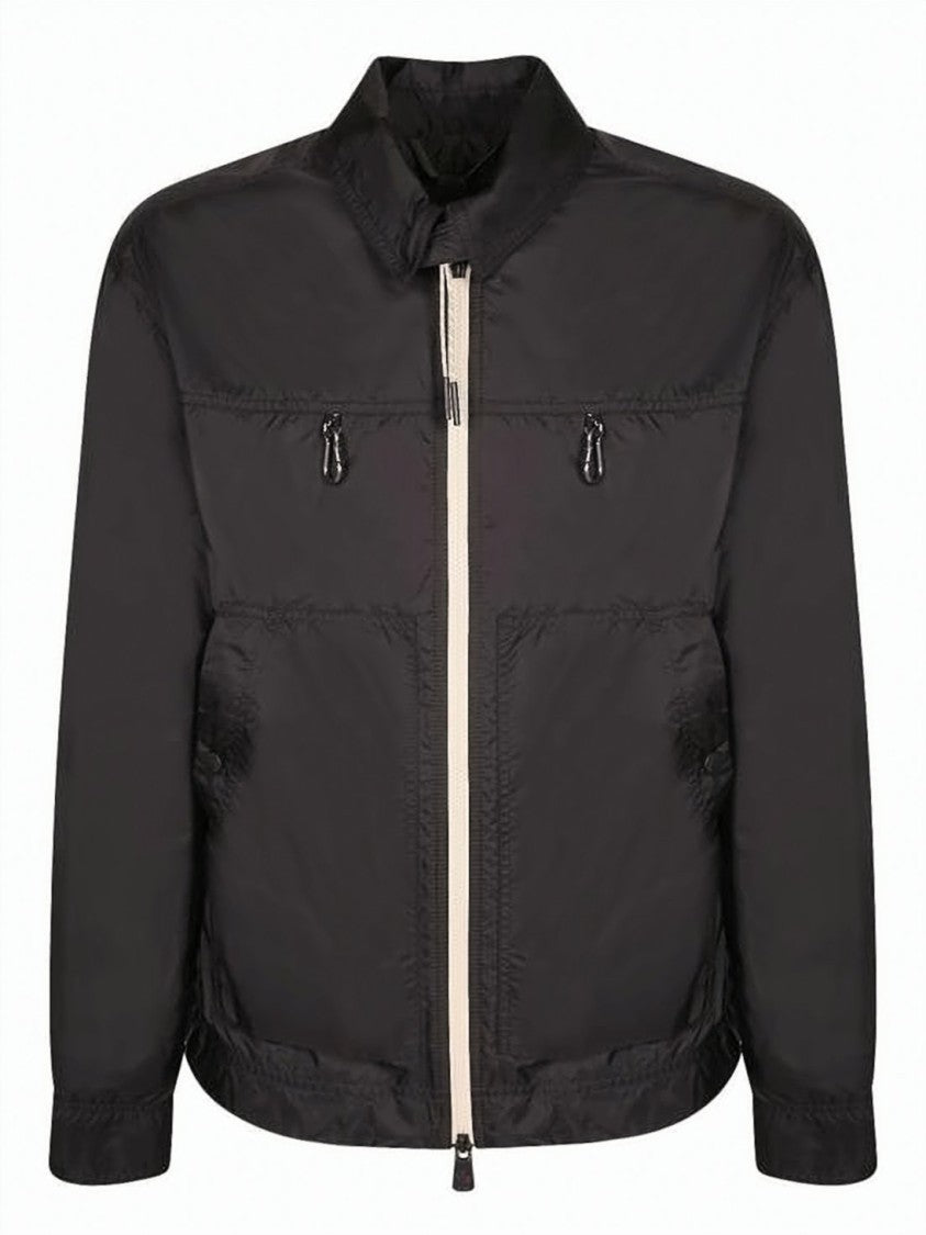 Moncler Smooth Polyamide Jacket With Stand Collar And Vent Detail