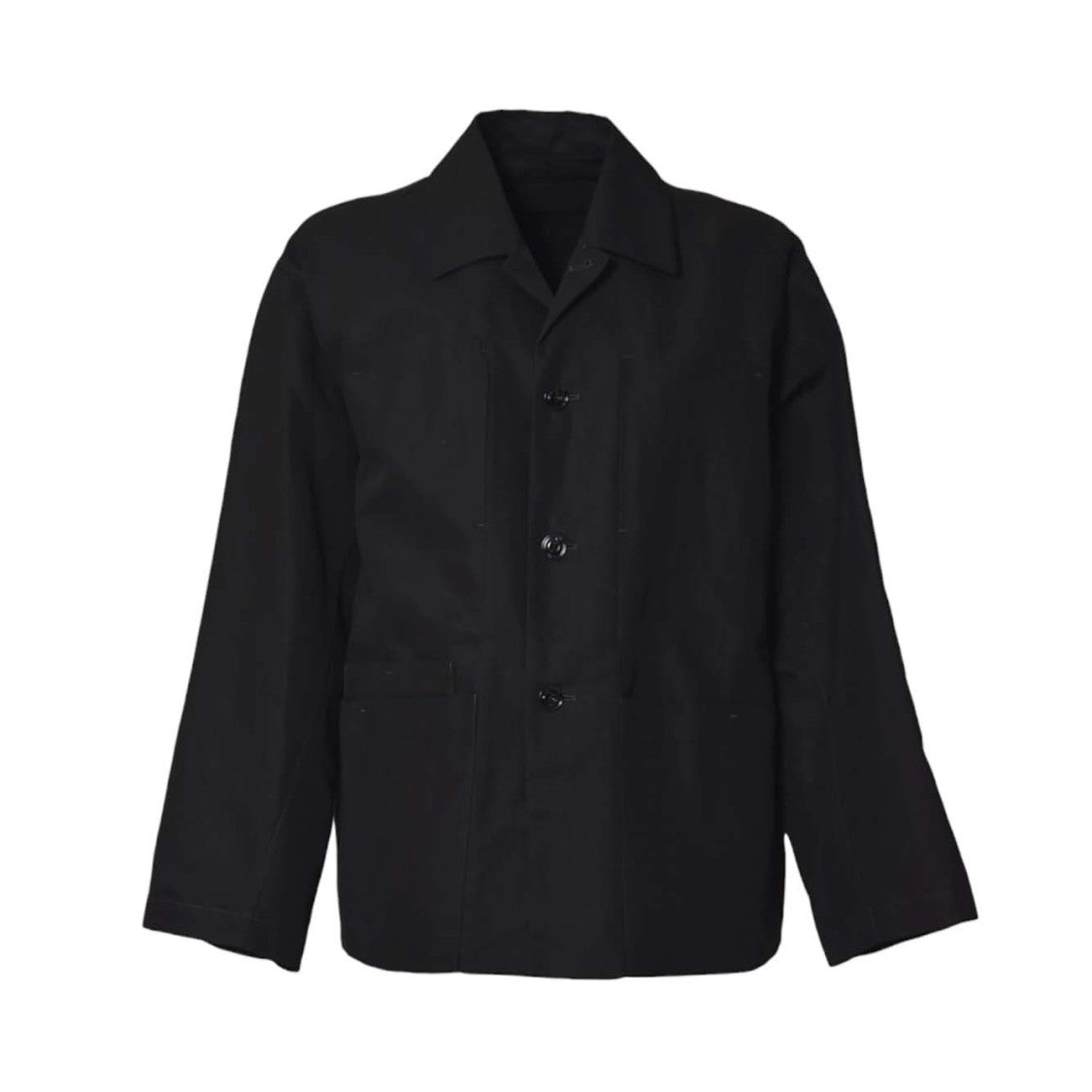 Lemaire Black Cotton Boxy Workwear Jacket