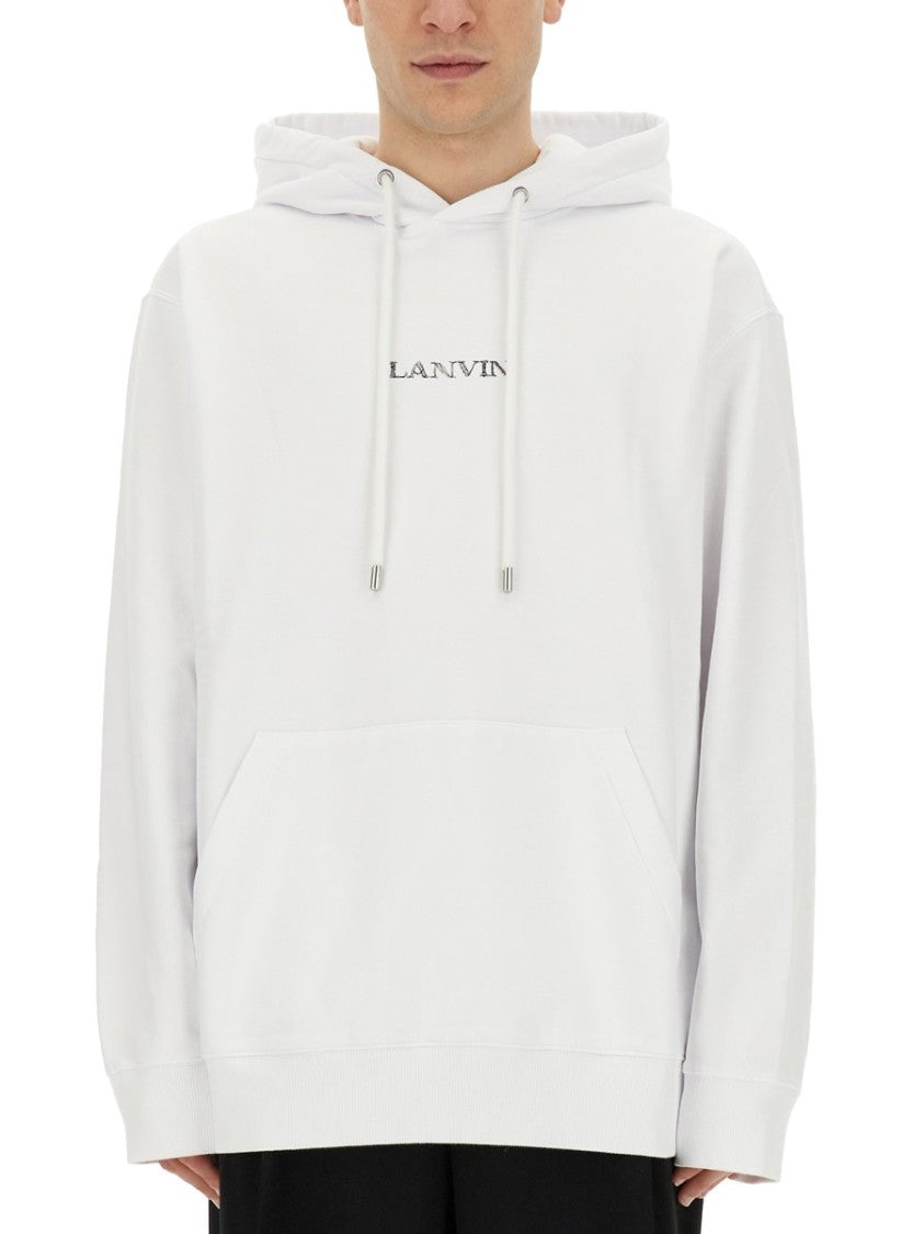 Lanvin Relaxed-Fit Hooded Sweatshirt With Subtle Embroidery