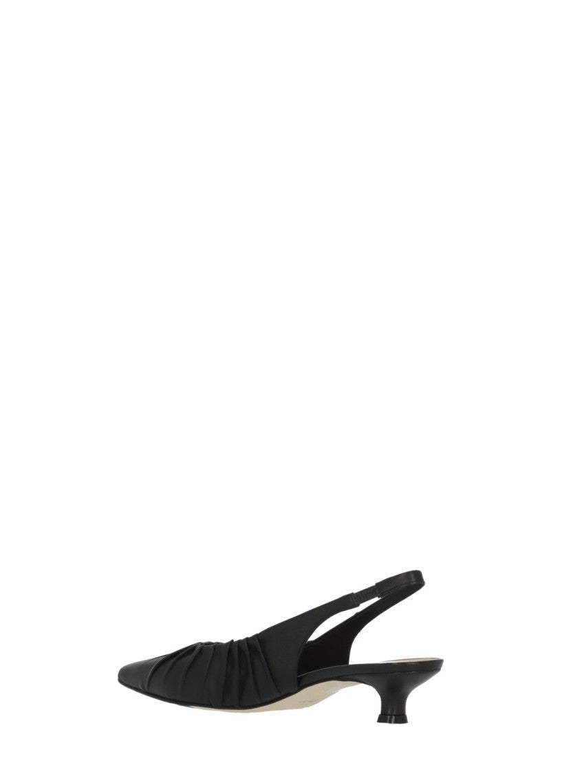 Juilie Dee Black Julie Dee Leather Slingback Pumps