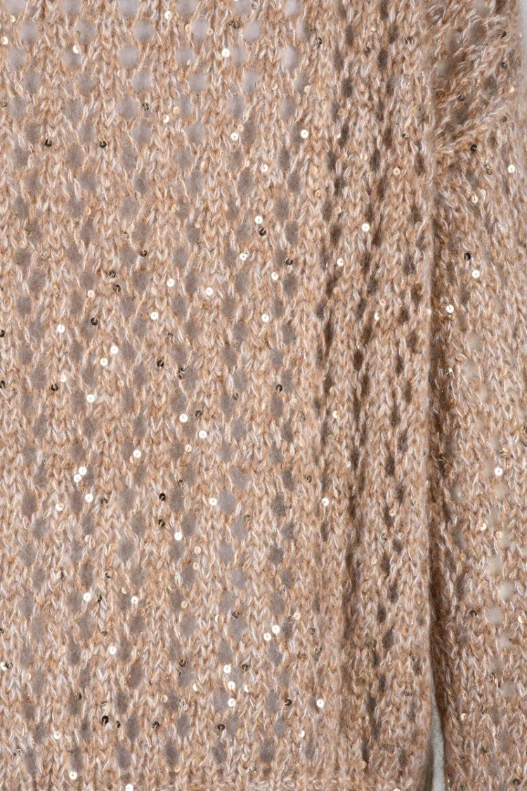 Eleventy Tricot Lamé Sweater - Beige/White