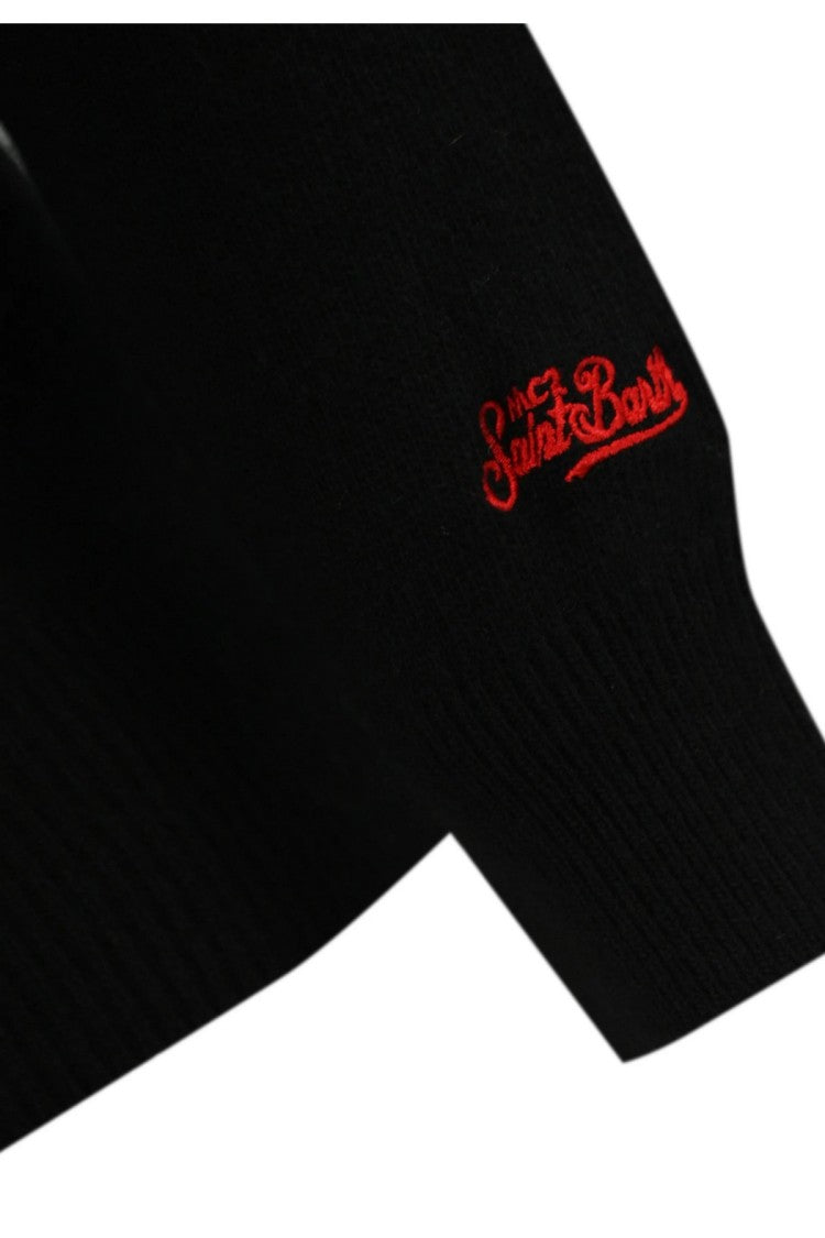 Mc2 Saint Barth Black Wool-Blend Sweater
