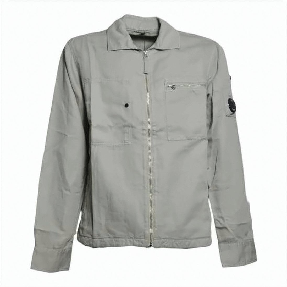 C.P. Company Lightweight Grey Cotton-Linen Blend Jacket With Subtle Logo Details