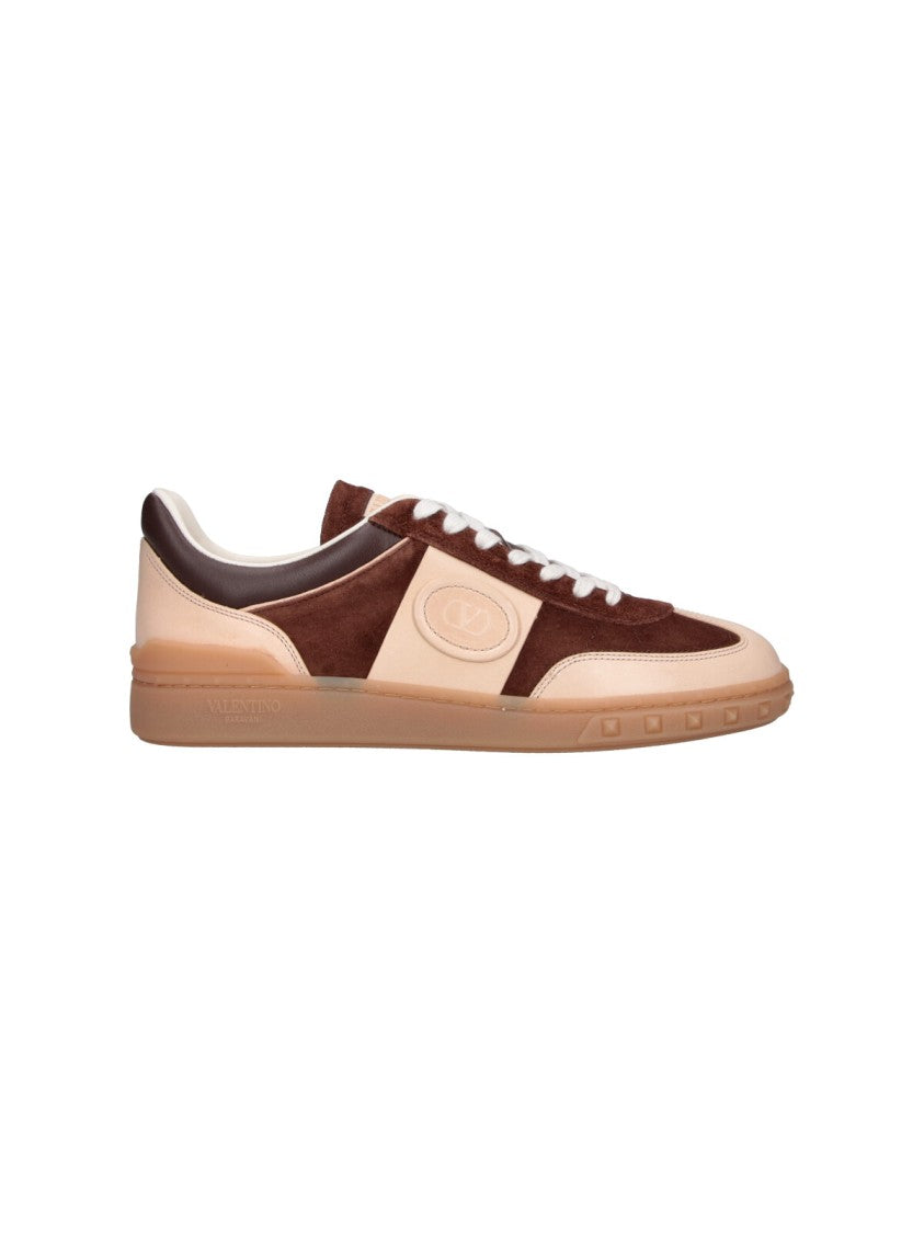 Valentino Garavani Brown Upvillage Contrast Detail Leather Sneakers