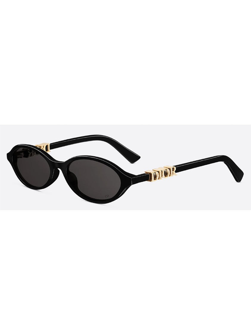 Dior Oval Black Sunglasses With Gold-Tone Lettering