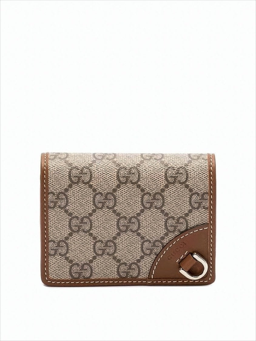 Gucci Beige Fabric Bifold Wallet With Interlocking Gg Pattern