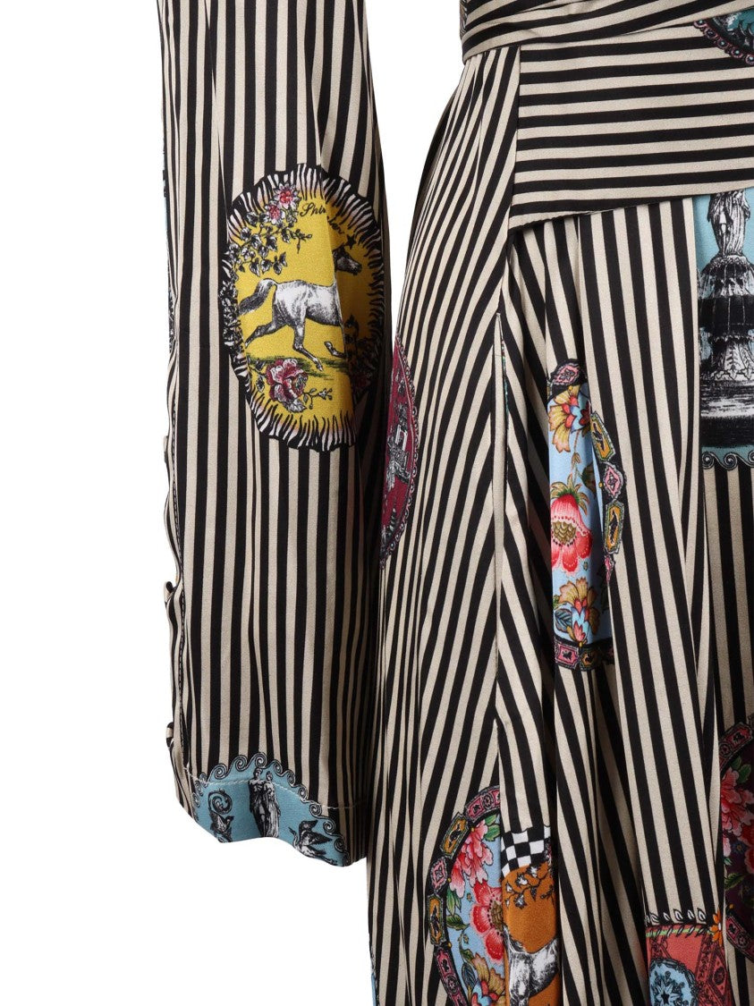 Shirt A Porter Vertical Striped Midi Dress With Covered Buttons