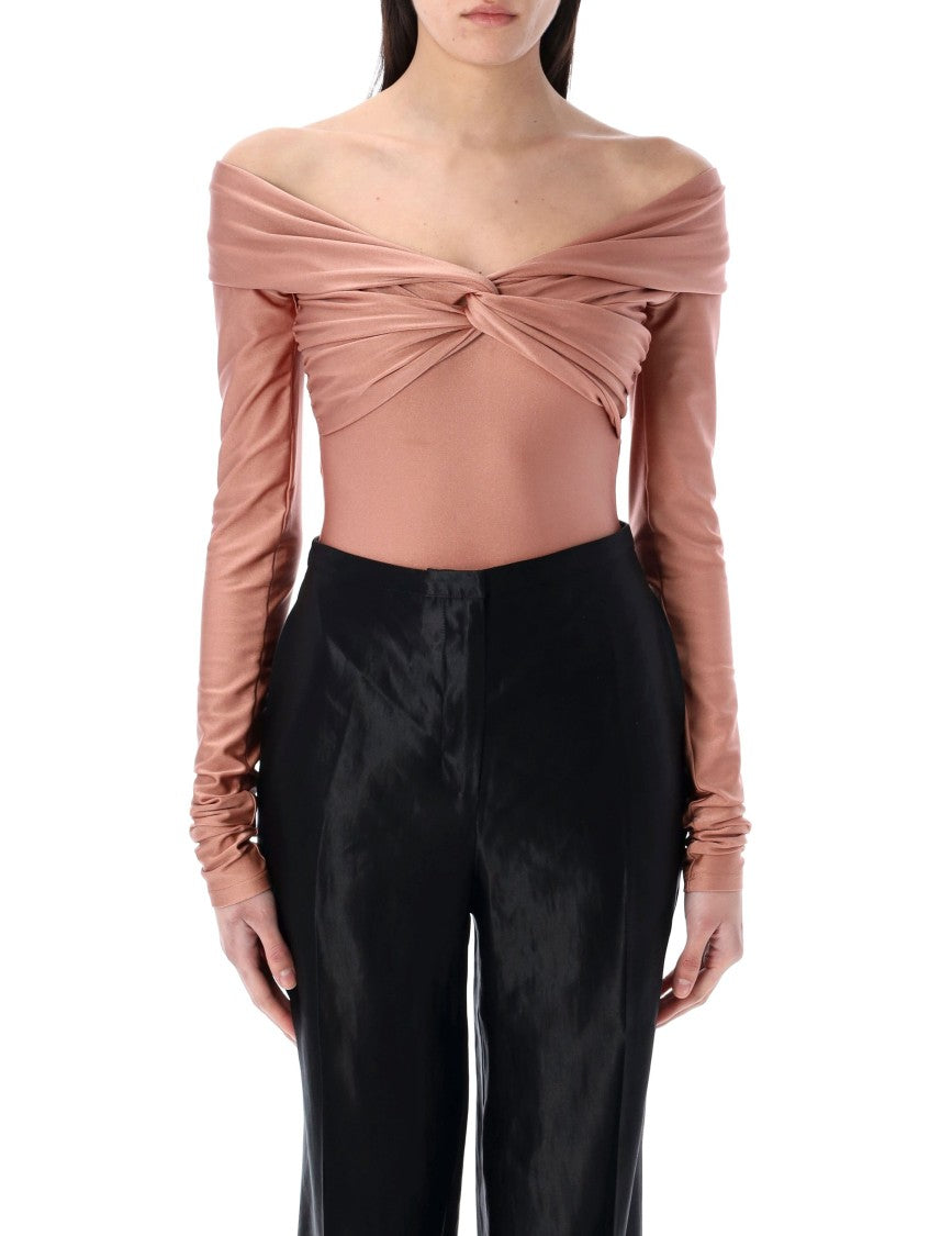 The Andamane Stretch Off-Shoulder Draped Bodysuit