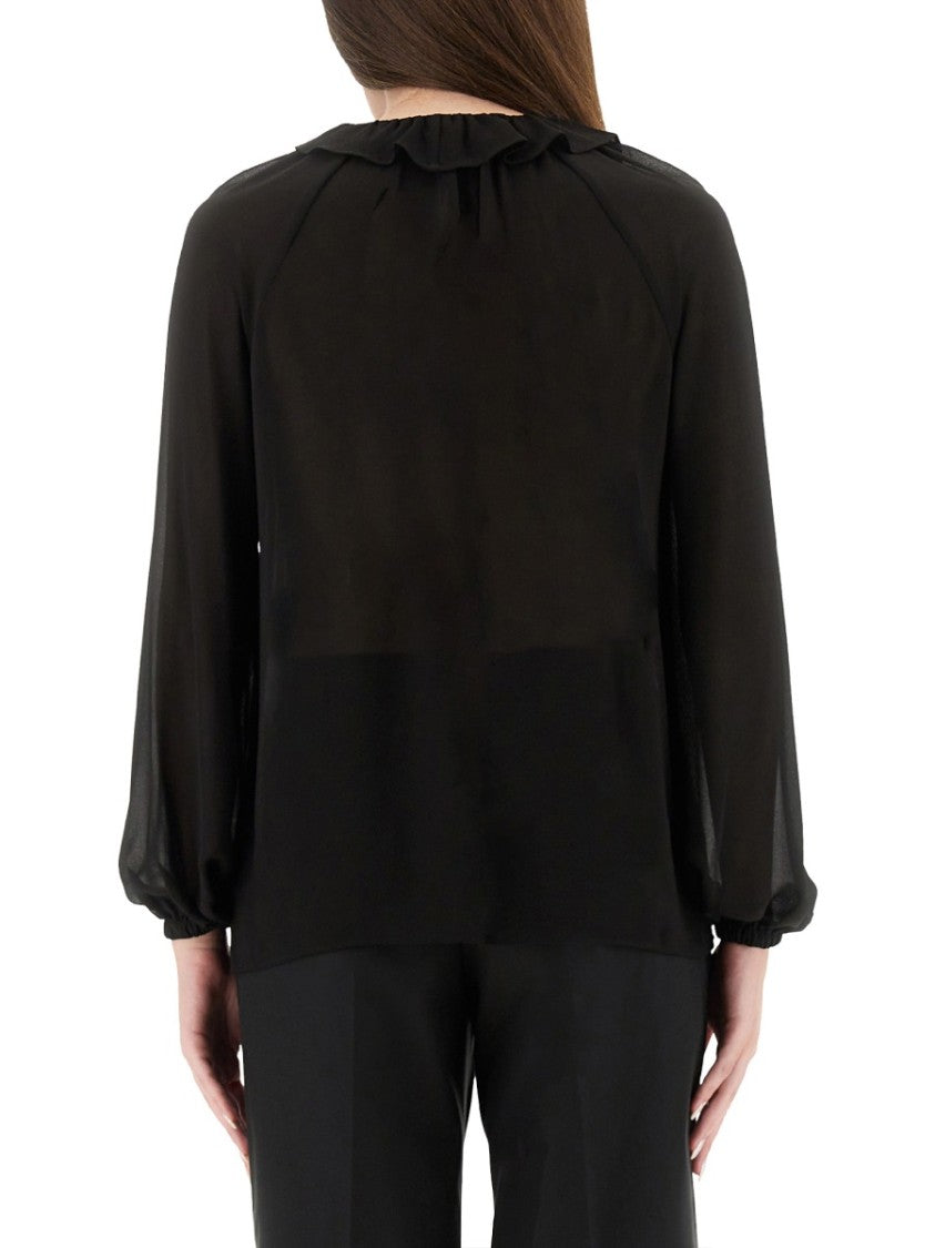 Michael Michael Kors Ruffled Neckline Blouse With Tie Detail