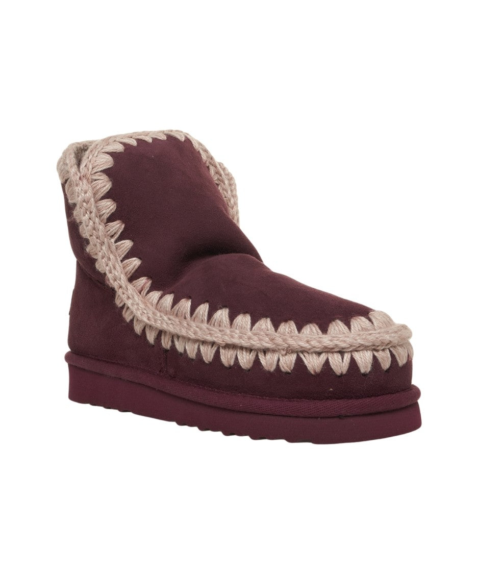 Mou Eskimo Ankle Boots In Deep Burgundy Suede