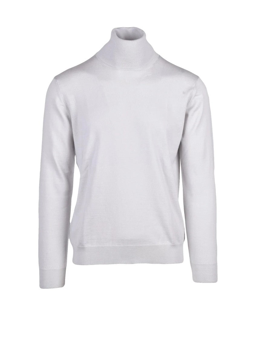 Bellwood Merino Wool Knit Sweater With Rolled Turtleneck And Ribbed Details