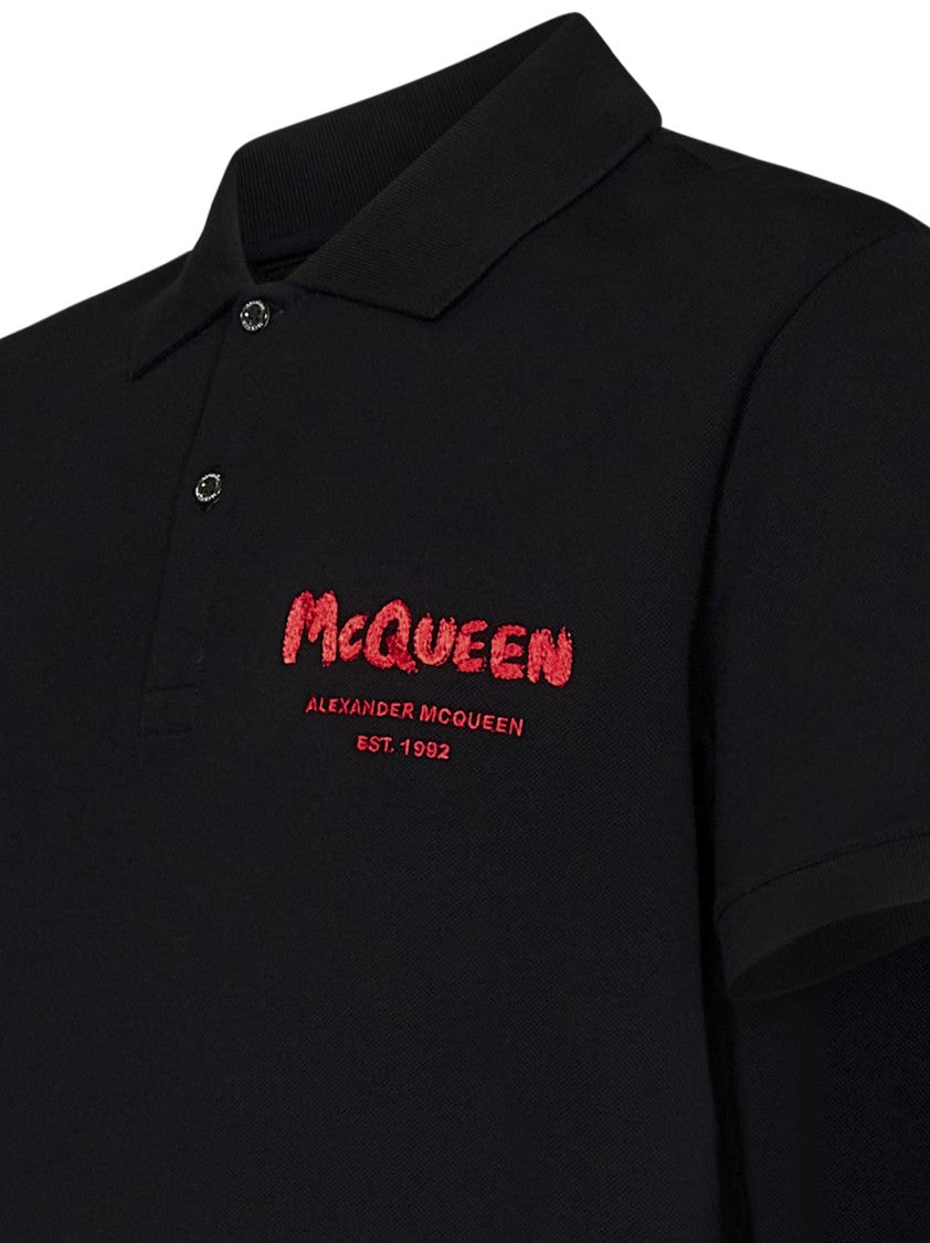 Alexander Mcqueen Black Cotton Polo