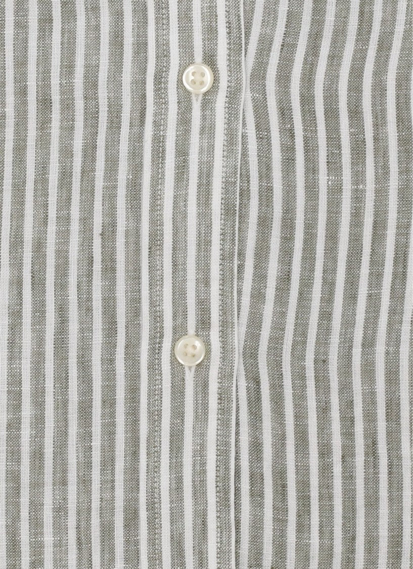 Polo Ralph Lauren Green Striped Pony Linen Shirt