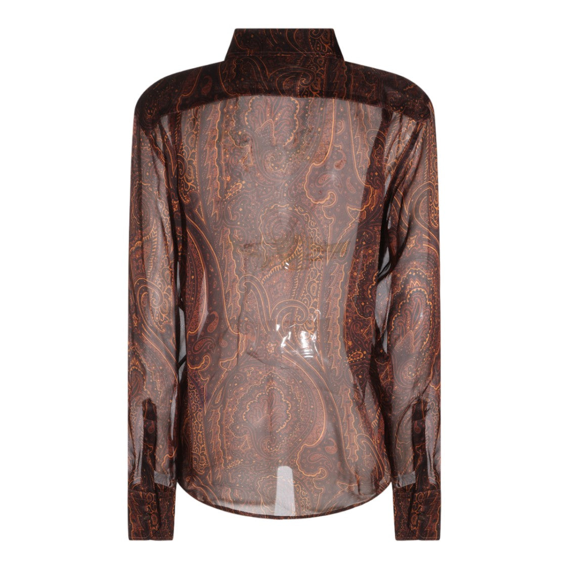 Etro Sheer Paisley Ruffled Placket Blouse