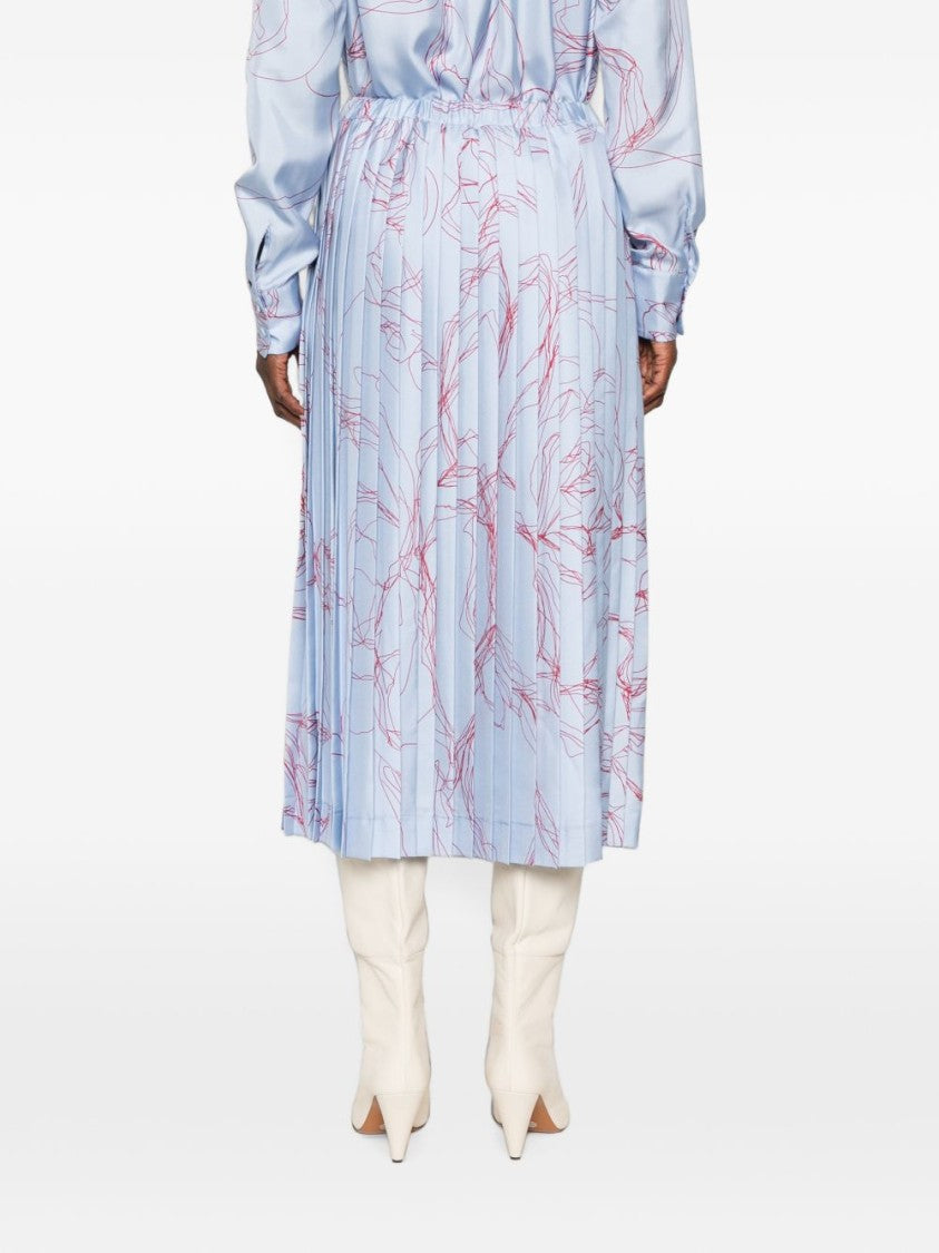 Fabiana Filippi Pleated Abstract Pattern Midi Skirt