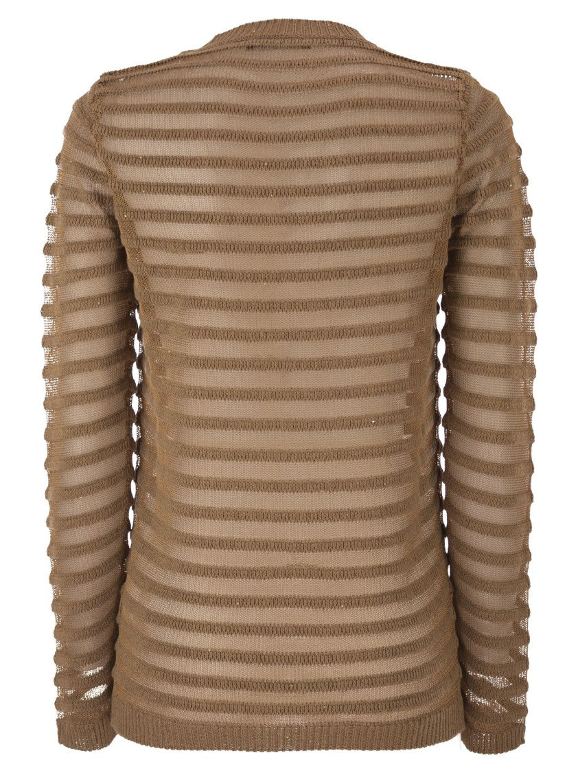 Fabiana Filippi Boat Neck Jumper In Cotton, Linen And Sequins