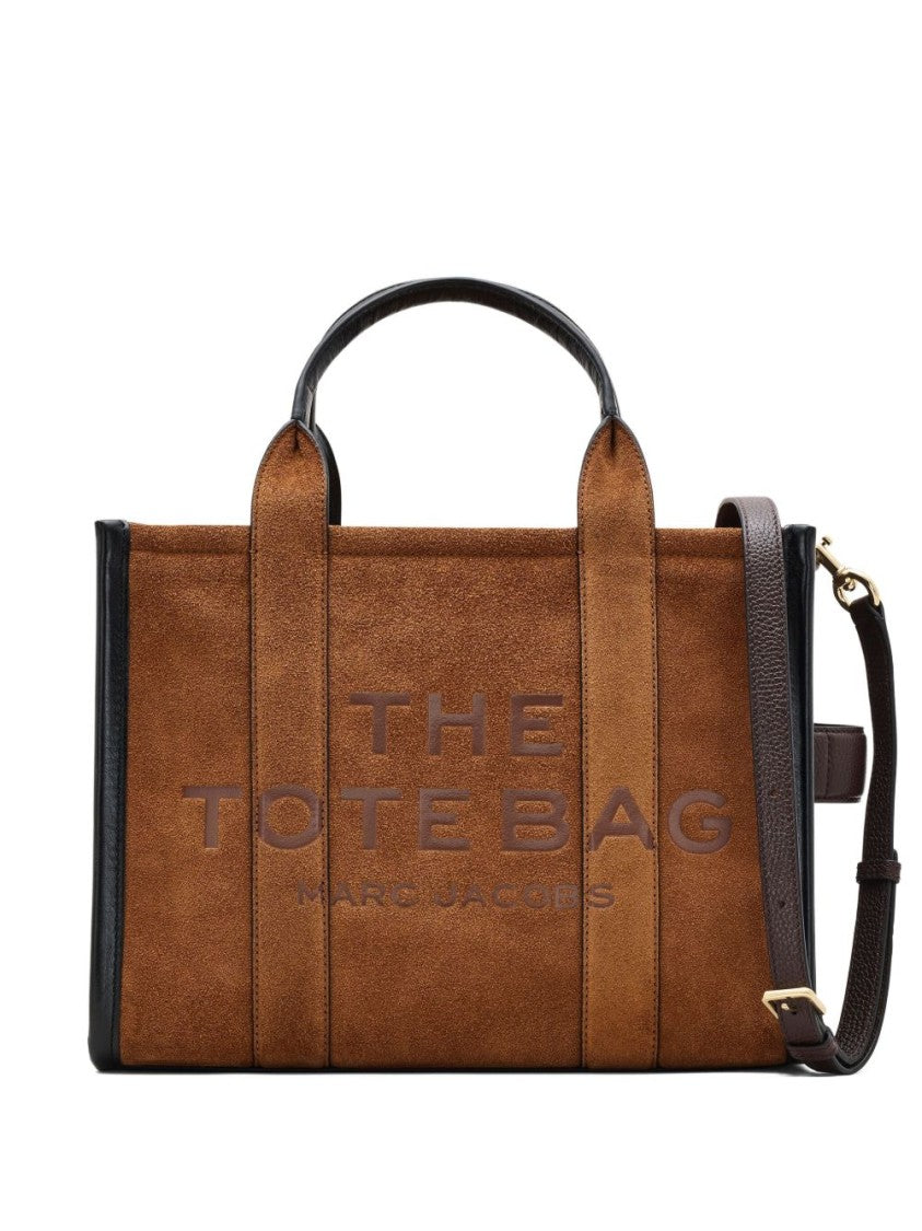Marc Jacobs Structured Brown Suede Tote Bag With Leather Details