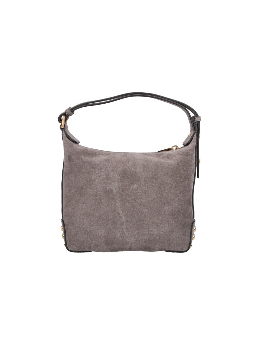 Tod's Grey Metal Dots Suede Shoulder Bag