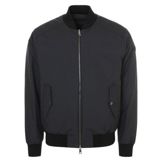 Moncler Bomber-Style Black Jacket With Ribbed Cuffs
